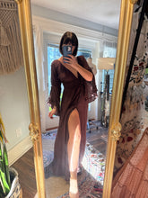 Load image into Gallery viewer, Hand dyed Dreams dress maxi length brown ready to ship