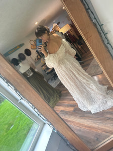 Ready to ship crinkle tulle you glow girl ivory dress sheer