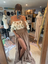 Load image into Gallery viewer, Tan brown skirt with embroidered mystical wonders top ready to ship