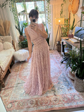 Load image into Gallery viewer, New style ready to ship love me wild in lace this one is Rose blush. Maternity friendly reclamation dress sheer