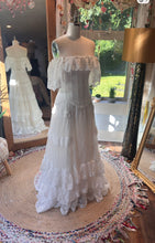 Load image into Gallery viewer, Ready to ship sample sale three piece corset dress comes with an extra chiffon over skirt