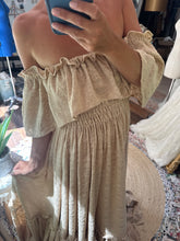 Load image into Gallery viewer, Ready to ship sale show off those shoulders in stretchy beige fabric