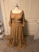 Load image into Gallery viewer, (Off white) Ruffle me open tan brown two piece ready to ship