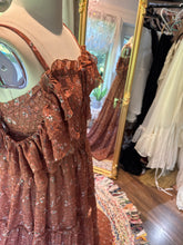 Load image into Gallery viewer, Ready to ship sale crinkle brown floral poetry two piece with tier skirt new size
