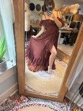 Load image into Gallery viewer, Sale chiffon dark brown poetry dress ready to ship