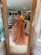 Load image into Gallery viewer, Ready to ship sale orange glitter lace corset dress sleeveless