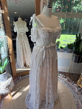 Load image into Gallery viewer, Ready to ship sale one of a kind lace two piece - top is antique lace (removable sleeve cuffs)