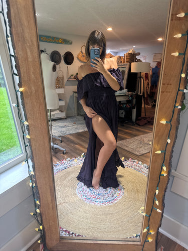 Ready to ship hand dye plum blue dress sale
