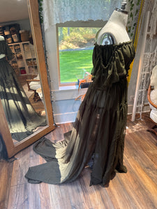 Ready to ship dark olive chiffon mystical wonder sheer two piece dress end of summer sale