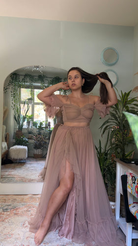 (Preorder) allow 6-8 week nude blush poetry two piece dress soft mesh tulle