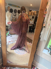 Load image into Gallery viewer, Flash sale hand dyed mauve bloom robe dress in lace ready to ship