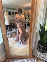Load image into Gallery viewer, Sale ready to ship roses crinkle show off those shoulders dress
