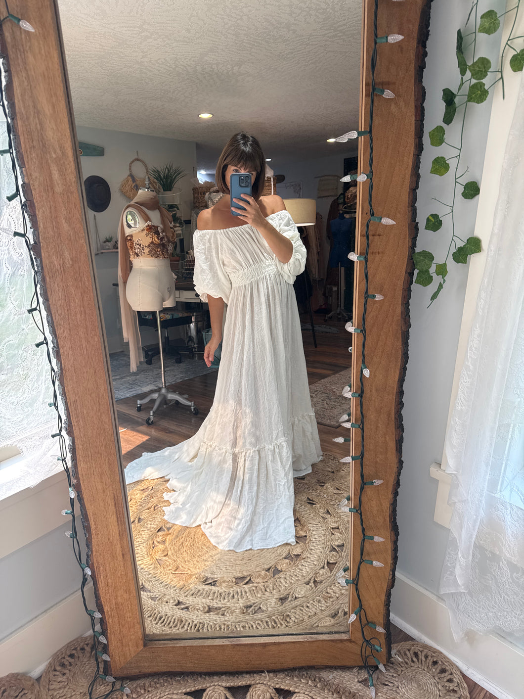 Ready to ship ruffle me right up light ivory linen cotton