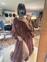 Load image into Gallery viewer, (Brown ) Ruffle me open cotton dress ready to ship on sale
