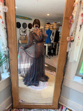 Load image into Gallery viewer, Flash sale Wish dress blue floral soft tulle sheer ready to ship includes bodysuit