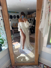Load image into Gallery viewer, Soft French lace ivory corset dress lined in chiffon ready to ship
