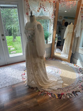Load image into Gallery viewer, Ready to ship one of a kind Glory Dress in off white and ivory linen cotton/chiffon/vintage lace and embroidery