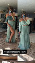 Load image into Gallery viewer, Two tops and a skirt hand dyed