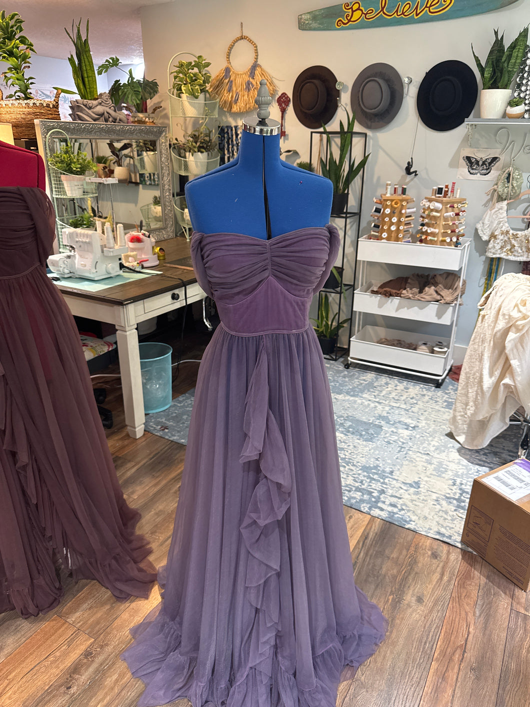 Ready to ship lovebird hand dyed purple dress