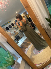 Load image into Gallery viewer, Blessed dress ready to ship olive linen cotton