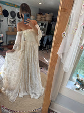 Load image into Gallery viewer, Ready to ship sample sale lace dress with bell sleeves and corset