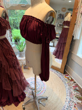 Load image into Gallery viewer, Two tops two skirts in burgundy plum color ready to ship sale