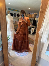 Load image into Gallery viewer, Random stuff sale you glow girl hand dyed brown with tulle overlay dress