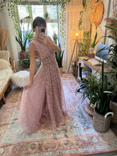 Load image into Gallery viewer, New style ready to ship love me wild in lace this one is Rose blush. Maternity friendly reclamation dress sheer