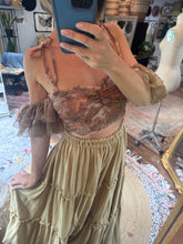 Load image into Gallery viewer, Ready to ship poetry top in print with mustard you glow girl linen cotton skirt sale