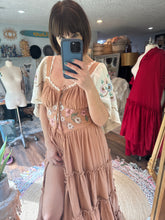 Load image into Gallery viewer, Rosette dress cotton one if a kind tan brown with sleeves