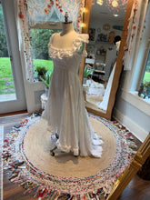 Load image into Gallery viewer, One of a kind asymmetrical cotton white dress with lace ruffle ready to ship