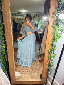 Ready to ship hand dyed deep blue net top with net skirt and hand dyed cotton skirt maternity friendly Random stuff sale