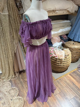 Load image into Gallery viewer, Hand dyed purple sheer two piece dress ready to ship