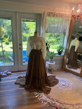 Load image into Gallery viewer, Two top one skirt brown stretch knit with bring it cotton top ready to ship