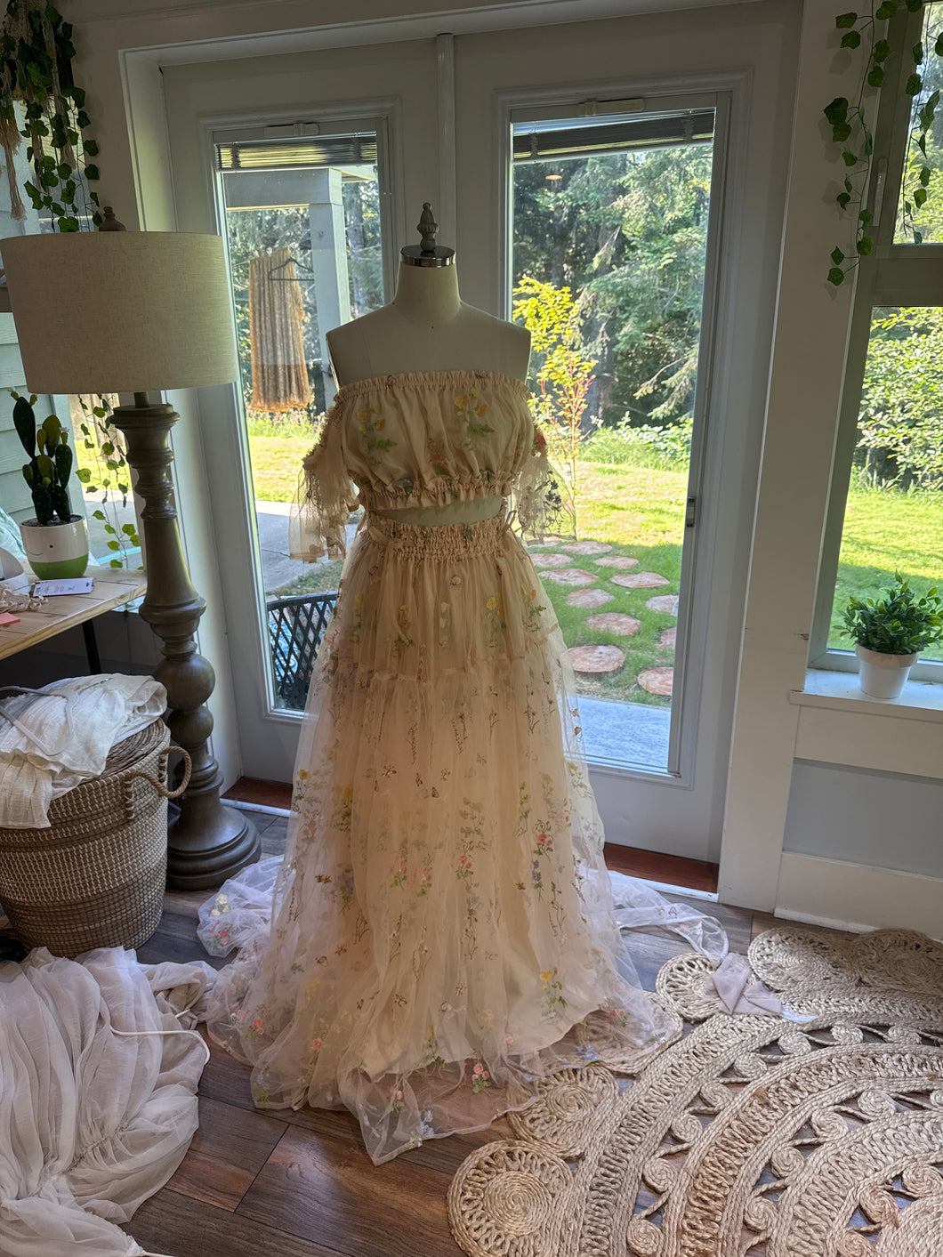 Ready to ship mystical wonders embroidered tulle floral