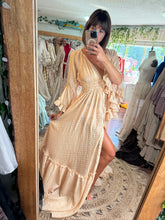 Load image into Gallery viewer, Ready to ship dreams dress beige golden crinkle mega sale