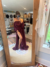 Load image into Gallery viewer, Ready to ship you glow girl two piece burgundy soft matte satin dress