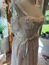 Load image into Gallery viewer, Ready to ship sale one of a kind lace two piece - top is antique lace (removable sleeve cuffs)