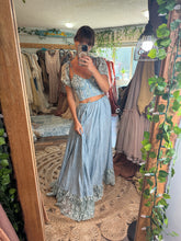 Load image into Gallery viewer, FLASH SALE hand dyed powder blue lace and cotton two piece