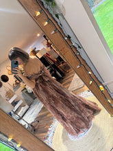 Load image into Gallery viewer, Allow 6-8 week preorder vintage lover print custom dress lined in Brown