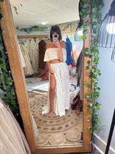 Load image into Gallery viewer, Two piece reclamation dress with tiered skirt and wrap top in off white ready to ship