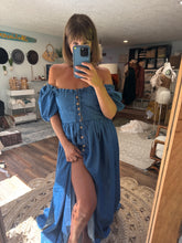 Load image into Gallery viewer, Ready to ship rapture denim dress fits medium to xl