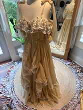 Load image into Gallery viewer, Ready to ship New style Opaline Dress with mini puff sleeves and embroidered ruffle (sand color)