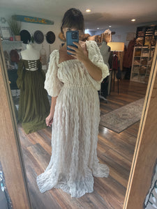 Ready to ship crinkle tulle you glow girl ivory dress sheer