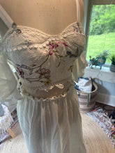 Load image into Gallery viewer, One of a kind we belong top satin, silk, embroidery and lace with you glow girl skirt ready to ship sale