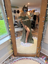 Load image into Gallery viewer, Lullaby two piece dress linen cotton olive ready to ship top is reversible