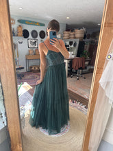Load image into Gallery viewer, Two dress deal hand dyed teal hey babe dress and  Dark brown crinkle you glow girl tiered version ready to ship dress