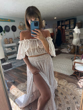 Load image into Gallery viewer, Ready to ship show off those shoulders two piece crinkle dress with one of a kind hand dye top