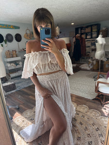 Ready to ship show off those shoulders two piece crinkle dress with one of a kind hand dye top