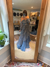 Load image into Gallery viewer, Ready to ship sale two dress deal two top two skirt denim blue linen cotton nothing quite like you two piece dress with tulle and lace sheer set